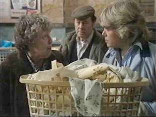Lou bursts into the laundrette Lou bursts into the laundrette