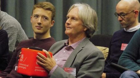 Lothar Mikos is holding the throwable microphone that kept us all entertained. Photo: Oisin Sheerin