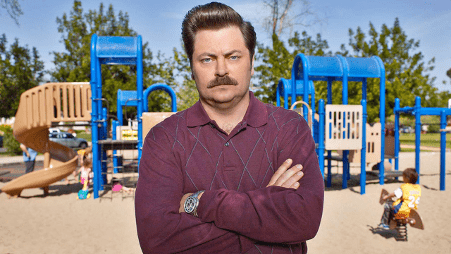 Fig. 4: Local government manager and staunch libertarian, Ron Swanson, strives to make his department as least effective as possible.